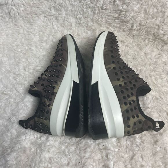 GIANNI BINI NYLON CAMOUFLAGE WEDGE SLIP ON SNEAKERS WITH BLACK SPIKES SZ9 - Picture 5 of 8